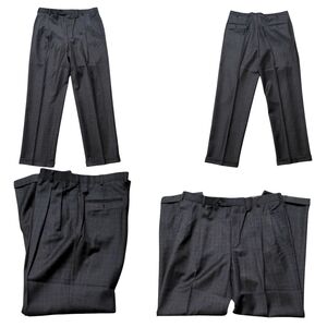 Brooks Brothers 100% Wool Men's Dress Slacks Pants Fits 34x32 Dark Gray Plaid